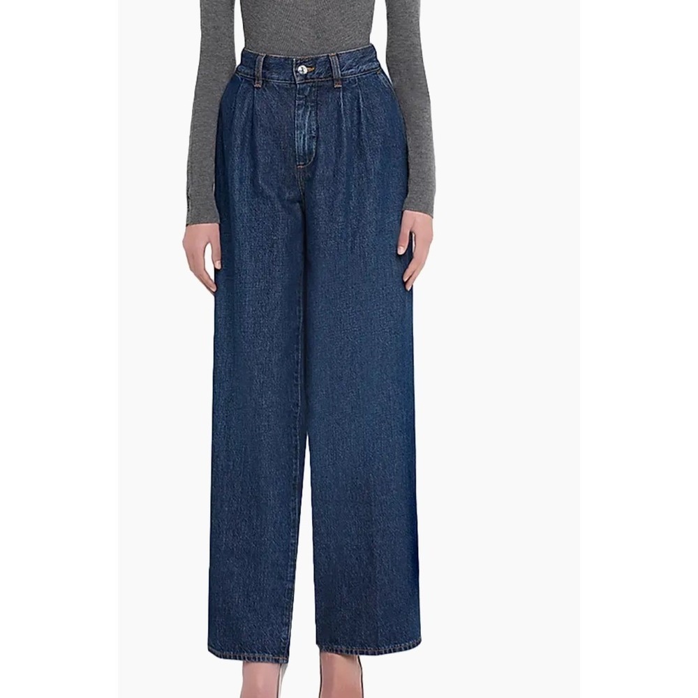 FRAME The Pleated Trouser Wide Leg High Rise‎ Dark Wash Denim  Size 26
